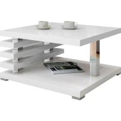 Tavolino da salotto 60x60cm moderno bianco lucido Zaphira