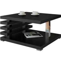 Tavolino da salotto 60x60cm moderno nero opaco Zaphira