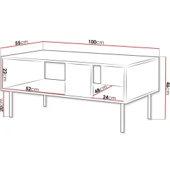 Tavolino da salotto 100x46cm noce cannettato Gabiot