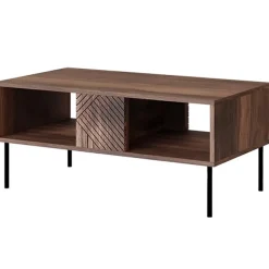 Tavolino da salotto 100x46cm noce scuro con frontali serigrafati Savanna
