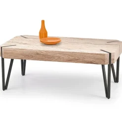 Tavolino da salotto 110x60cm rovere nodato acciaio nero Laval