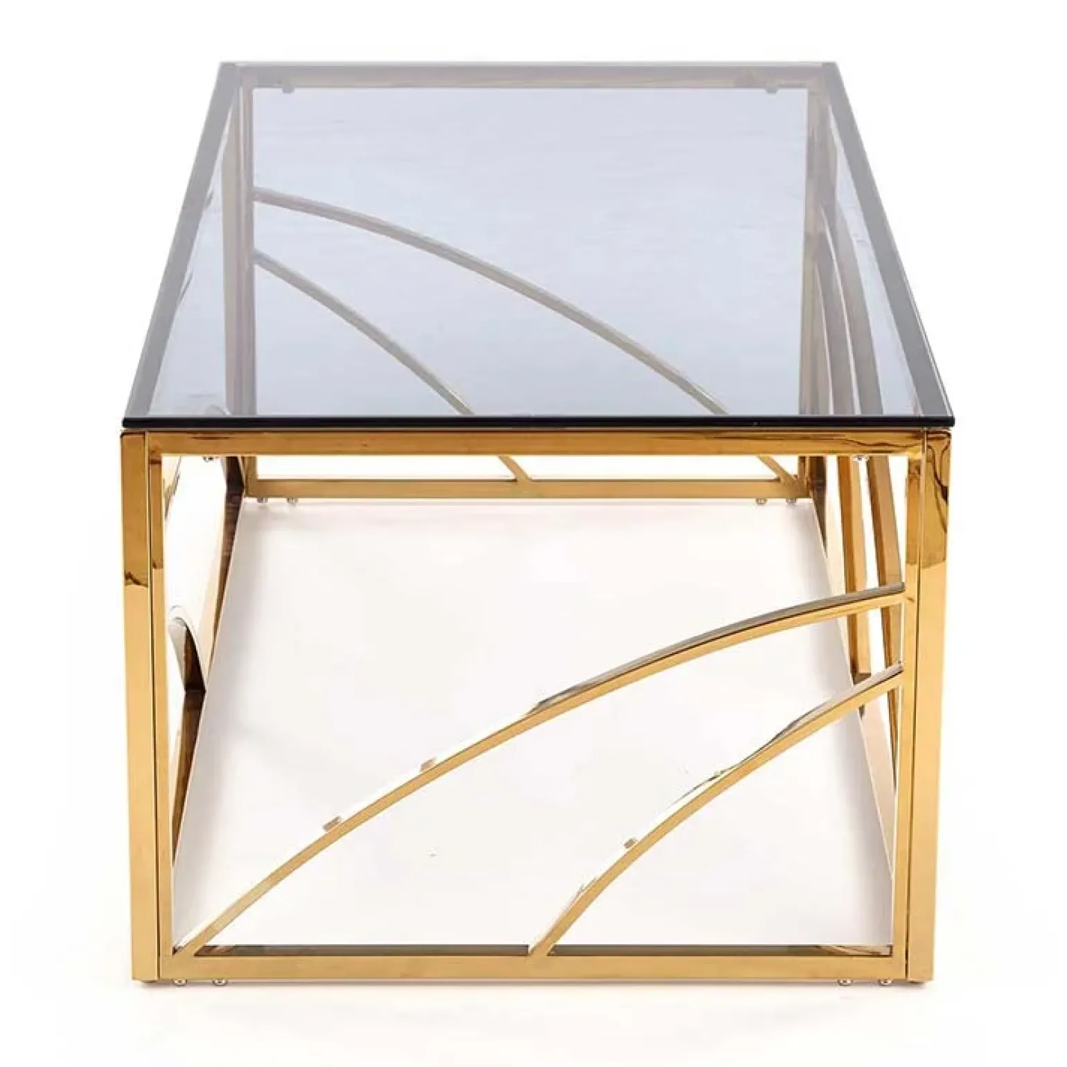 Tavolino da salotto 120x60cm vetro acciaio cromato oro Cuvel Gold