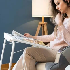 Tavolino pieghevole multiposizione 53x70cm metallo bianco Giga
