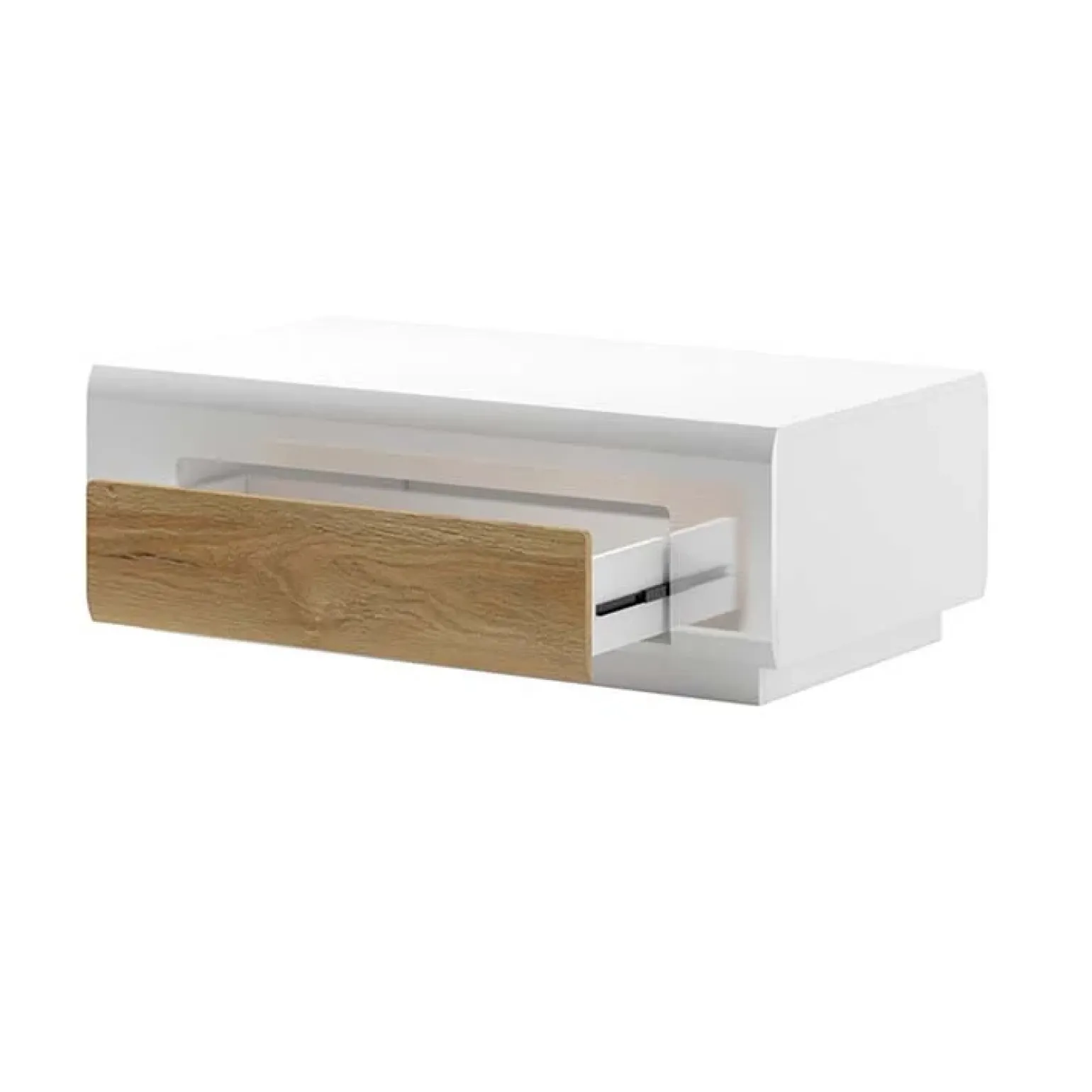 Tavolino salotto con cassetti 110x60cm bianco lucido rovere Tahiti
