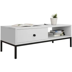Tavolino salotto  90x50cm design moderno bianco Pollon