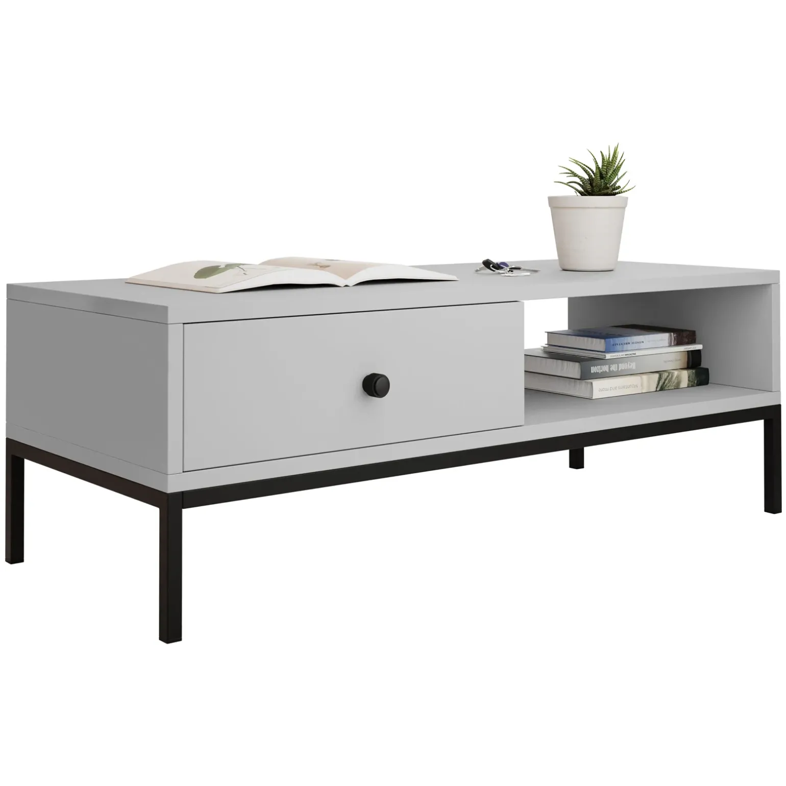 Tavolino salotto 90x50cm design moderno grigio Pollon