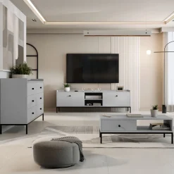 Tavolino salotto 90x50cm design moderno grigio Pollon