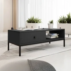 Tavolino salotto 90x50cm design moderno nero Pollon
