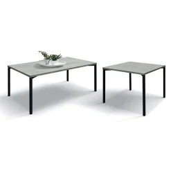 Tavolino 55x55 cm da salotto grigio cemento metallo Blade