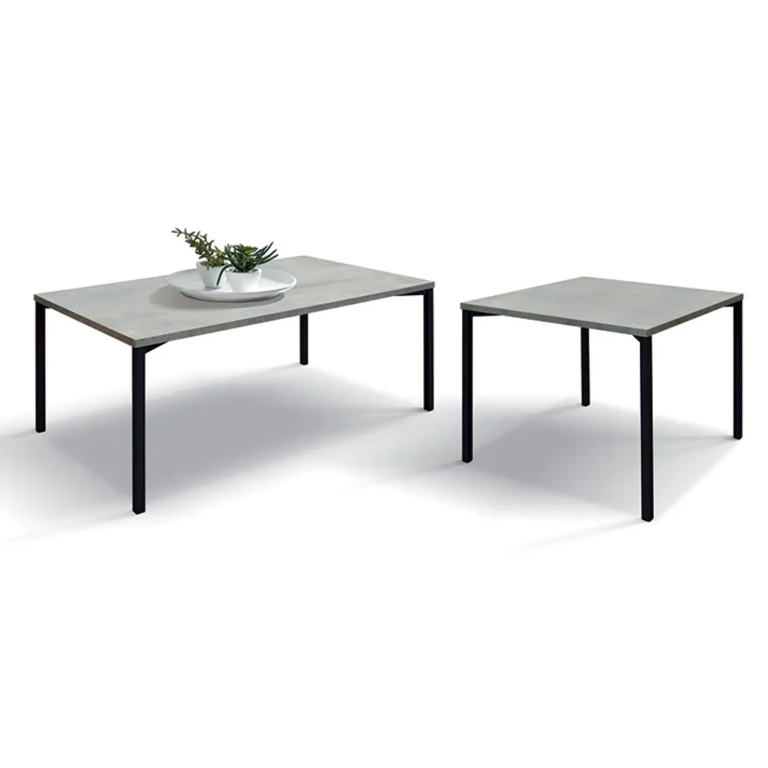 Tavolino 55x55 cm da salotto grigio cemento metallo Blade