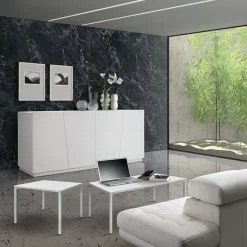 Tavolino 55x55 cm da salotto bianco frassino metallo Blade