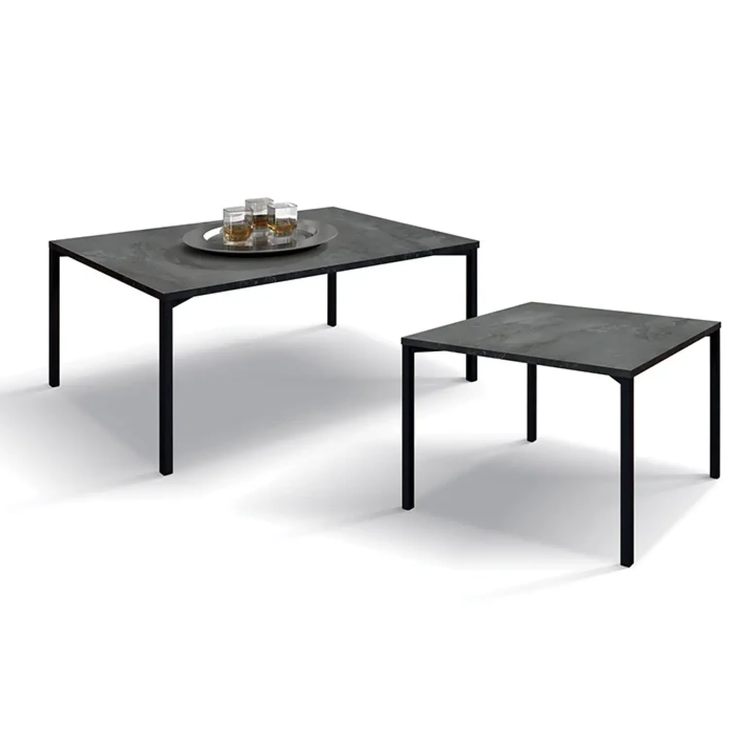 Tavolino 55x55 cm da salotto acciaio ossidato metallo Eral