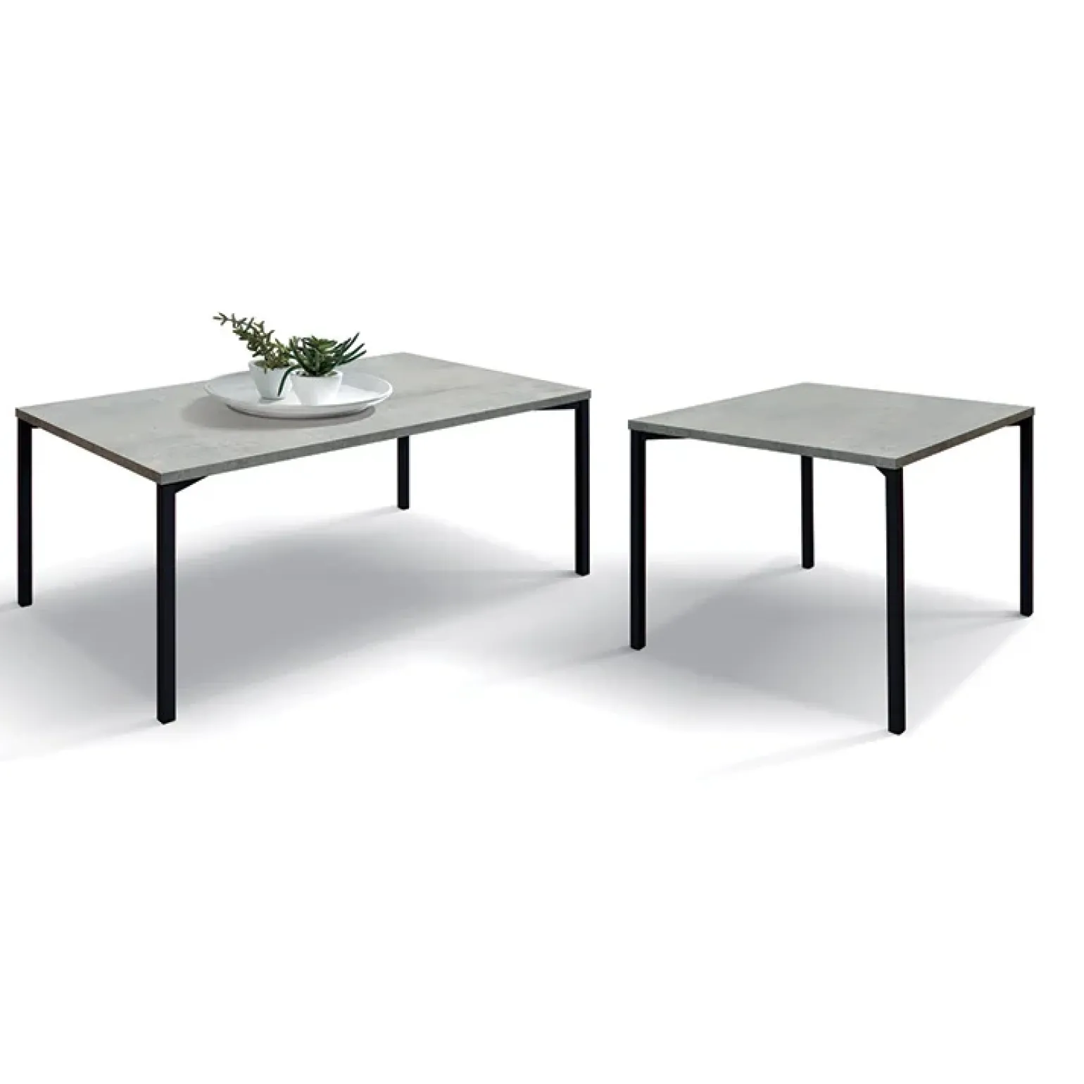 Tavolino 55x90 cm da salotto rettangolare grigio cemento metallo Blade
