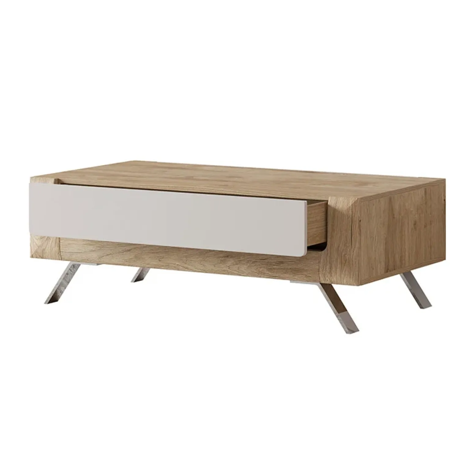 Tavolino 110x65cm da salotto 1 cassetto rovere tortora lucido Jumbo