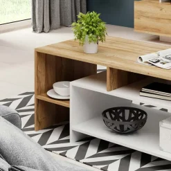 Tavolino 120x60cm da salotto moderno rovere bianco Blob