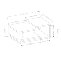 Tavolino 120x60cm da salotto rettangolare nero opaco Megan Gihome®