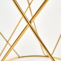 Tavolino 55x55cm da salotto rotondo design vetro acciaio oro Lenus