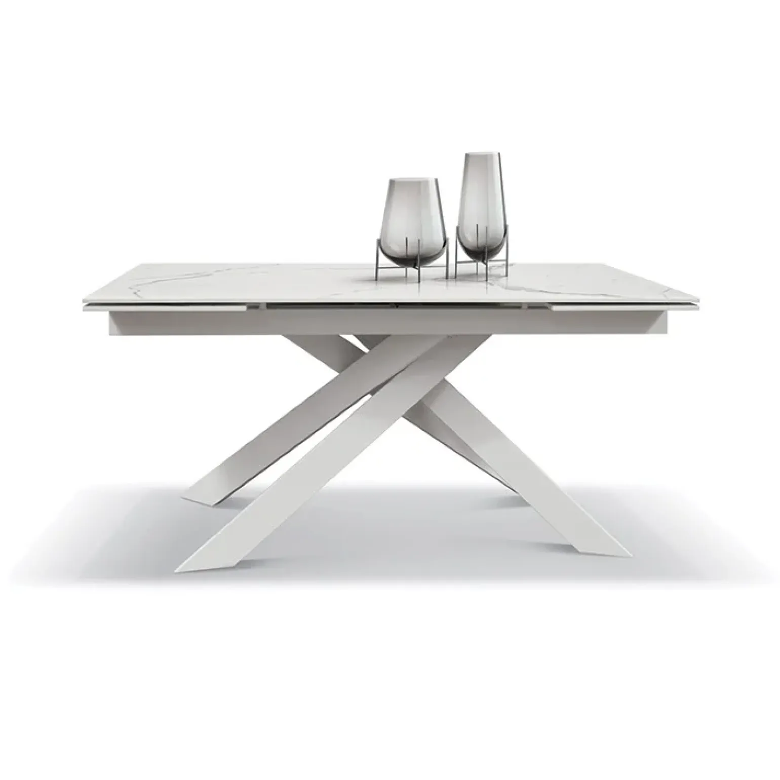Tavolo 160/240 allungabile bianco effetto marmo metallo bianco Uragano