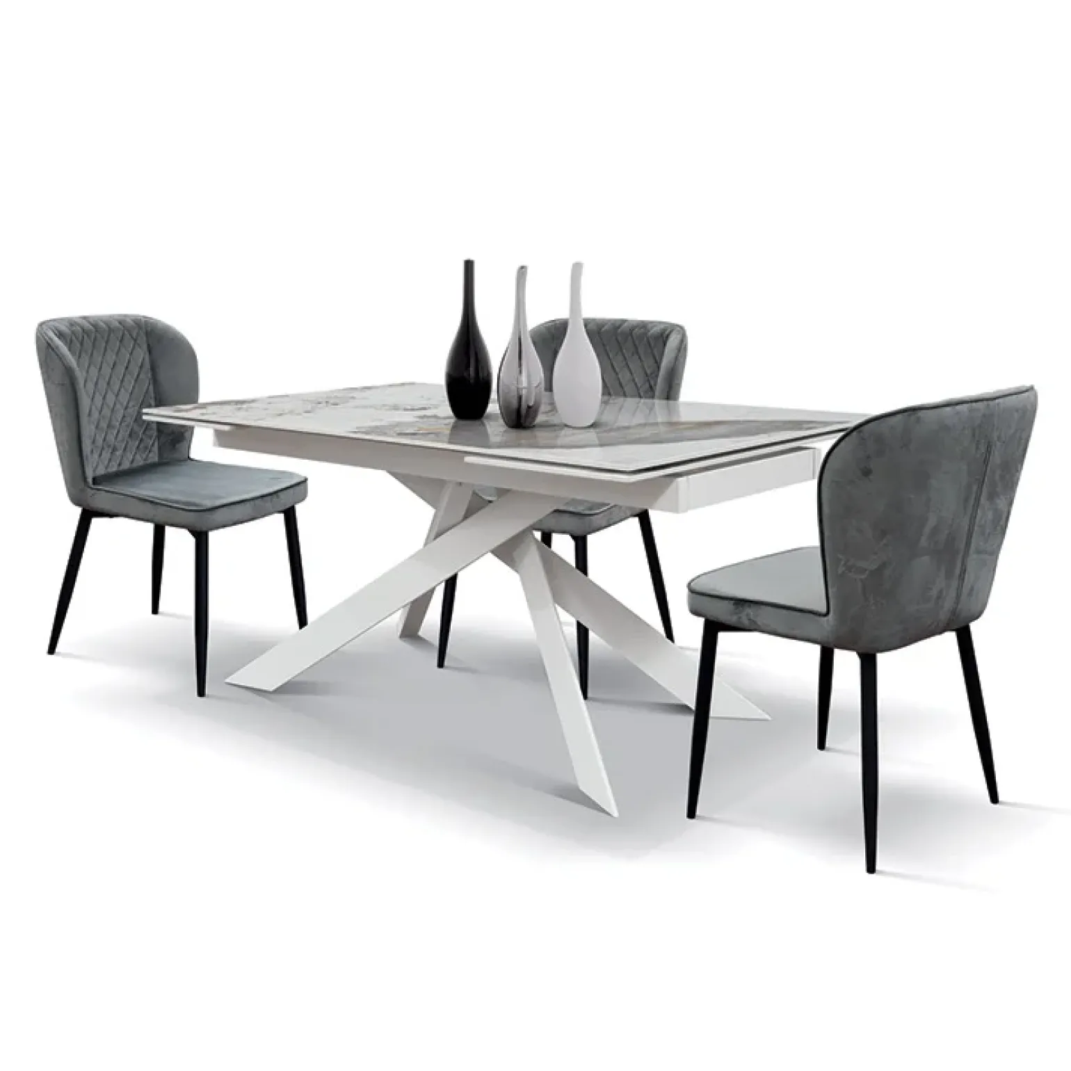 Tavolo 160/240 allungabile effetto marmo bianco bronzo metallo bianco Filly