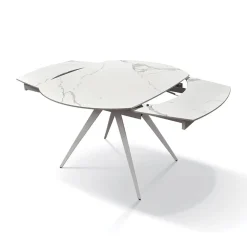 Tavolo 120/180 cm allungabile bianco effetto marmo metallo Globo