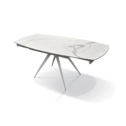 Tavolo 120/180 cm allungabile bianco effetto marmo metallo Globo