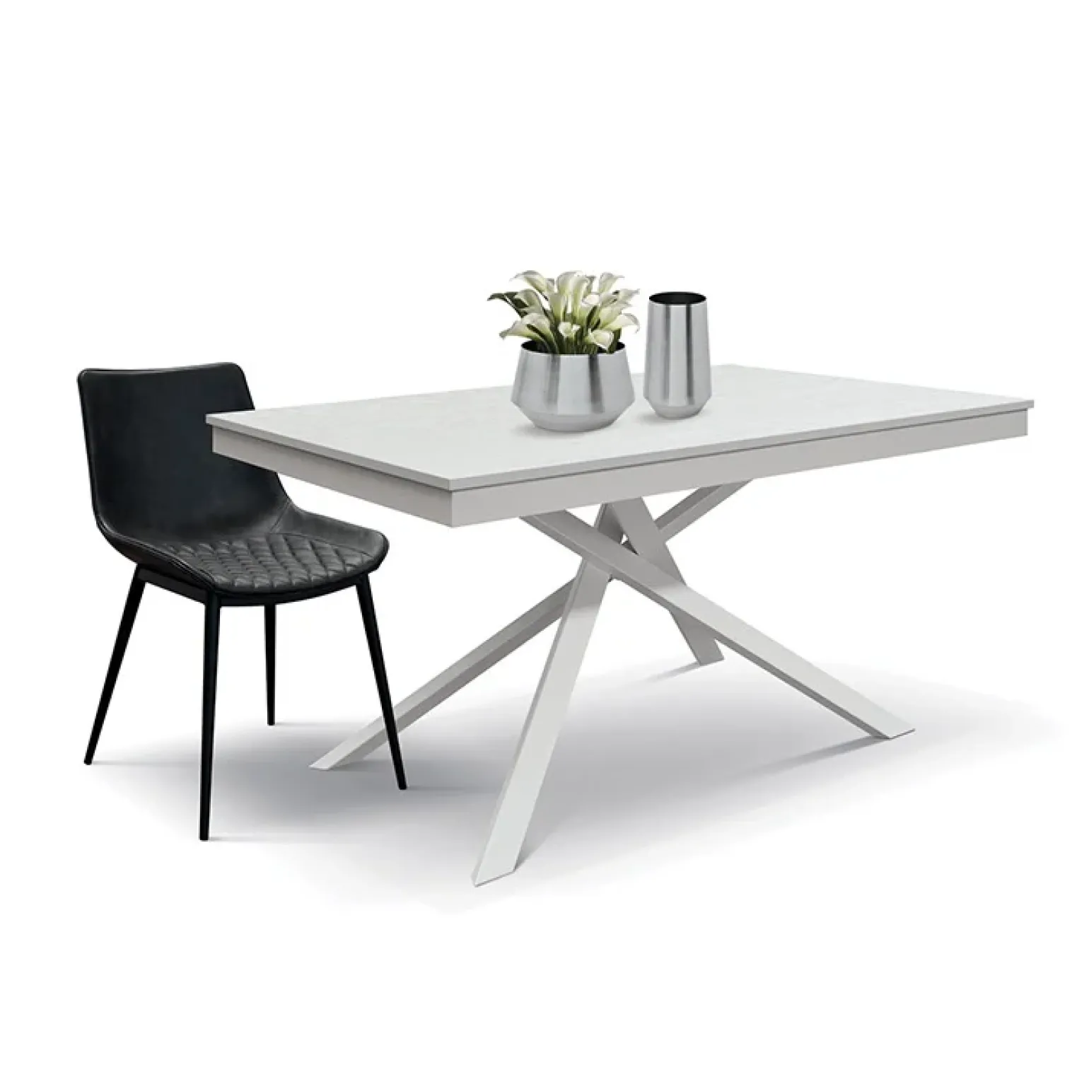 Tavolo 160/220 cm allungabile bianco frassinato metallo bianco Velvet