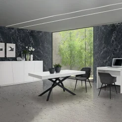 Tavolo 140/220 cm allungabile bianco frassinato metallo Otab