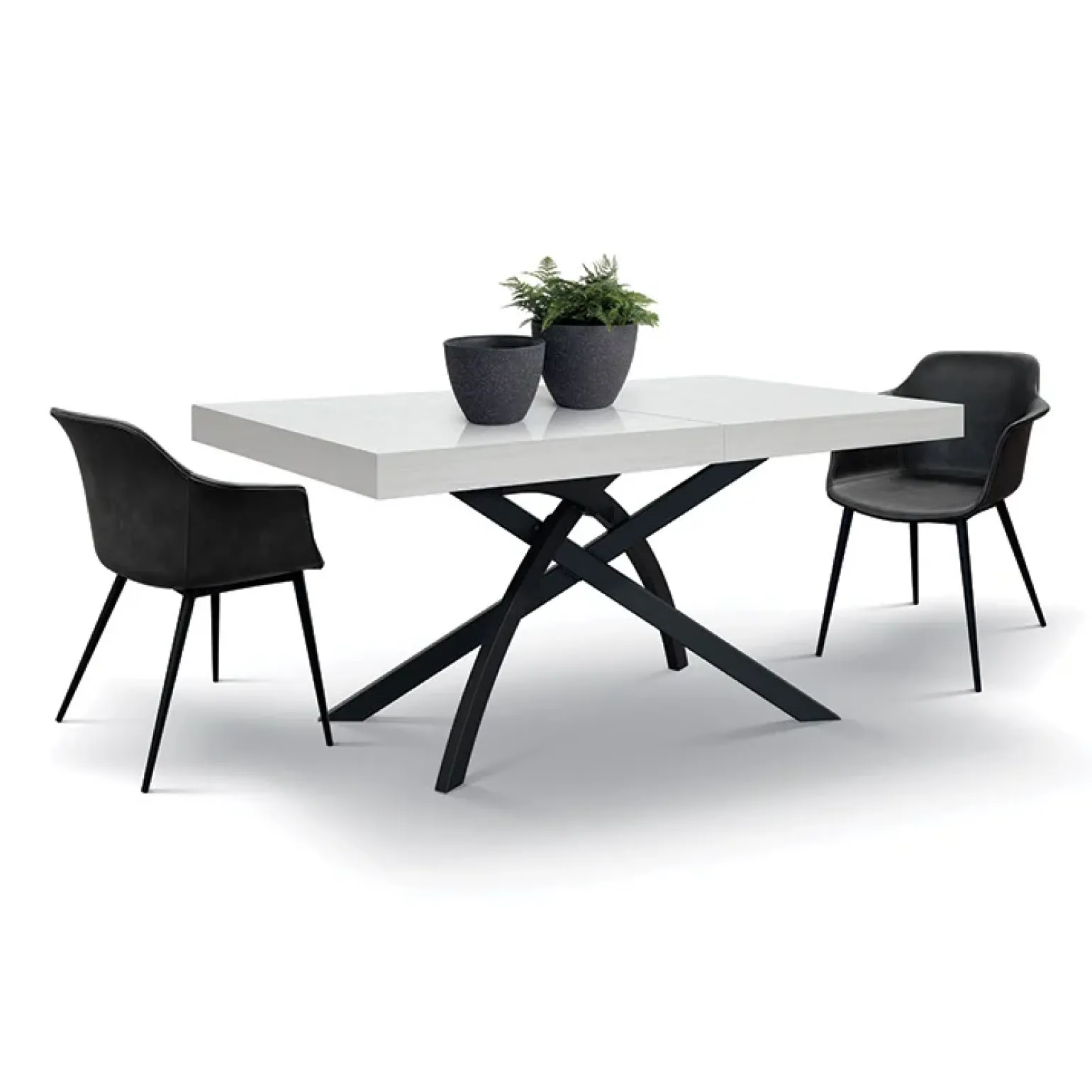 Tavolo 140/220 cm allungabile bianco frassinato metallo Otab