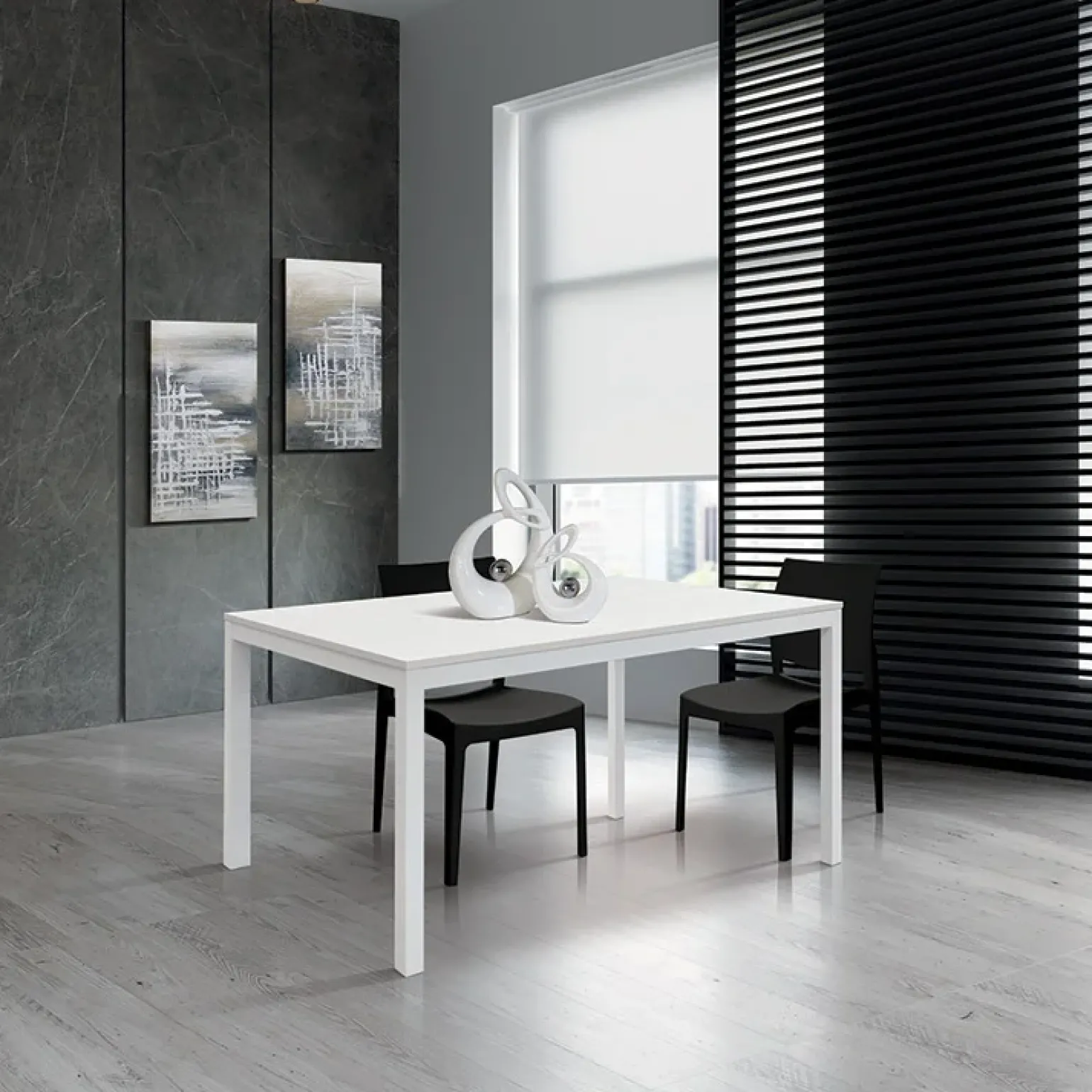 Tavolo 140/200 cm allungabile bianco frassinato metallo bianco Larkin