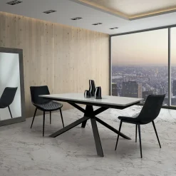 Tavolo 120/170 cm allungabile cemento metallo ossido Velvet