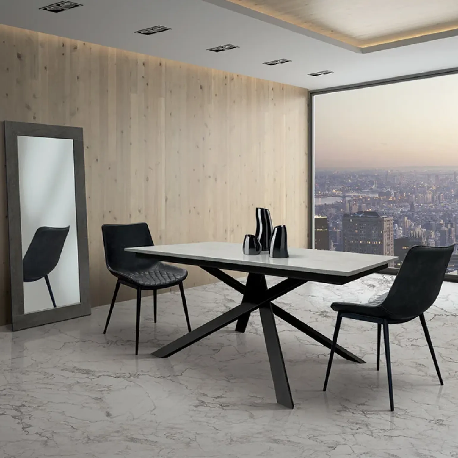 Tavolo 140/200 cm allungabile cemento metallo ossido Velvet