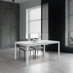 Tavolo 110/160 cm allungabile effetto marmo bianco metallo bianco Larkin