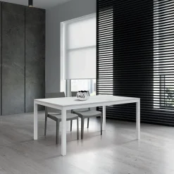 Tavolo 140/200 cm allungabile effetto marmo bianco metallo bianco Larkin