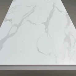 Tavolo 140/200 cm allungabile effetto marmo bianco metallo bianco Larkin