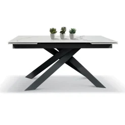 Tavolo 160/240 cm allungabile effetto marmo bianco antracite Pivot