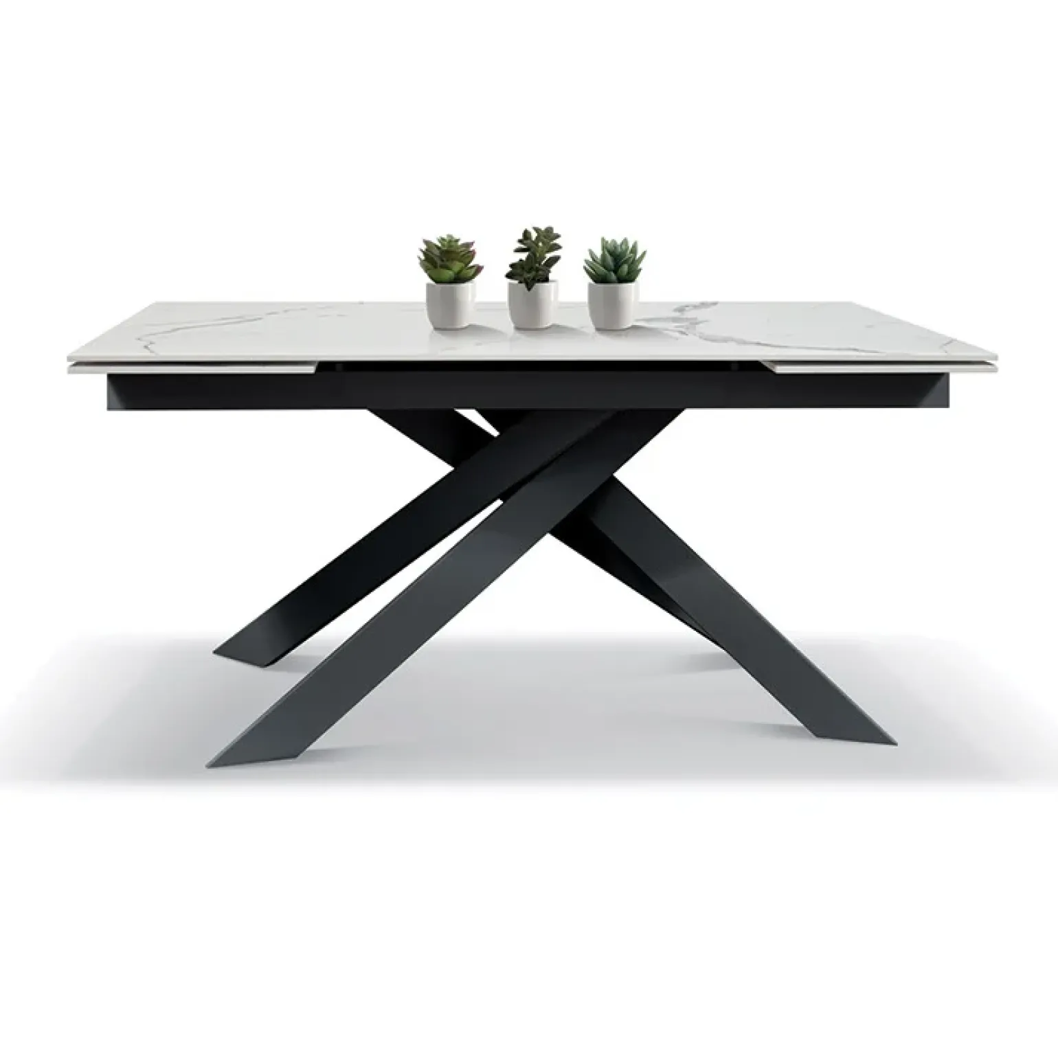 Tavolo 160/240 cm allungabile effetto marmo bianco antracite Pivot