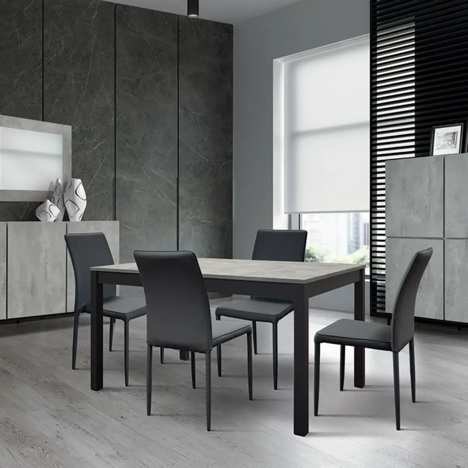 Tavolo 120/170 cm allungabile grigio cemento metallo Arex