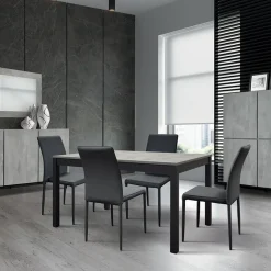 Tavolo 110/160 cm allungabile grigio cemento metallo Arex