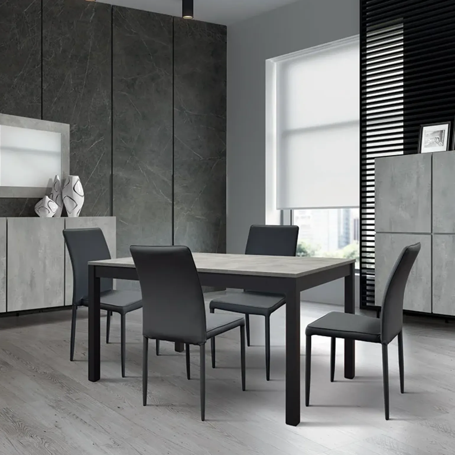 Tavolo 110/160 cm allungabile grigio cemento metallo Arex