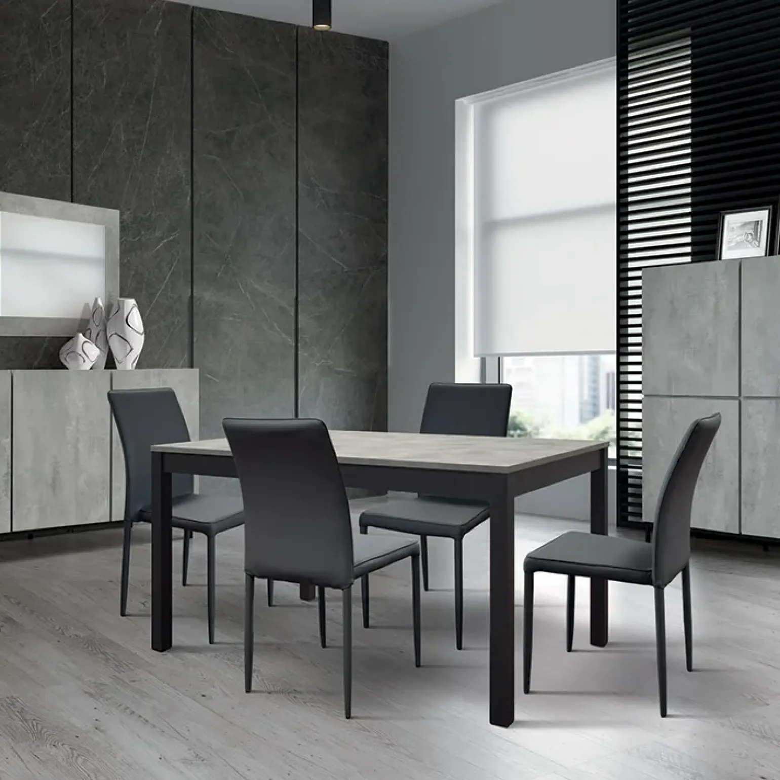 Tavolo 140/200 cm allungabile grigio cemento metallo Arex