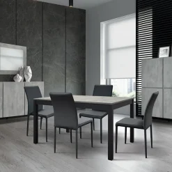Tavolo 90/180 cm allungabile grigio cemento metallo Arex