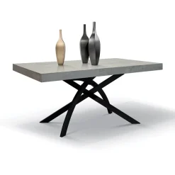 Tavolo 140/220 cm allungabile grigio cemento metallo Otab