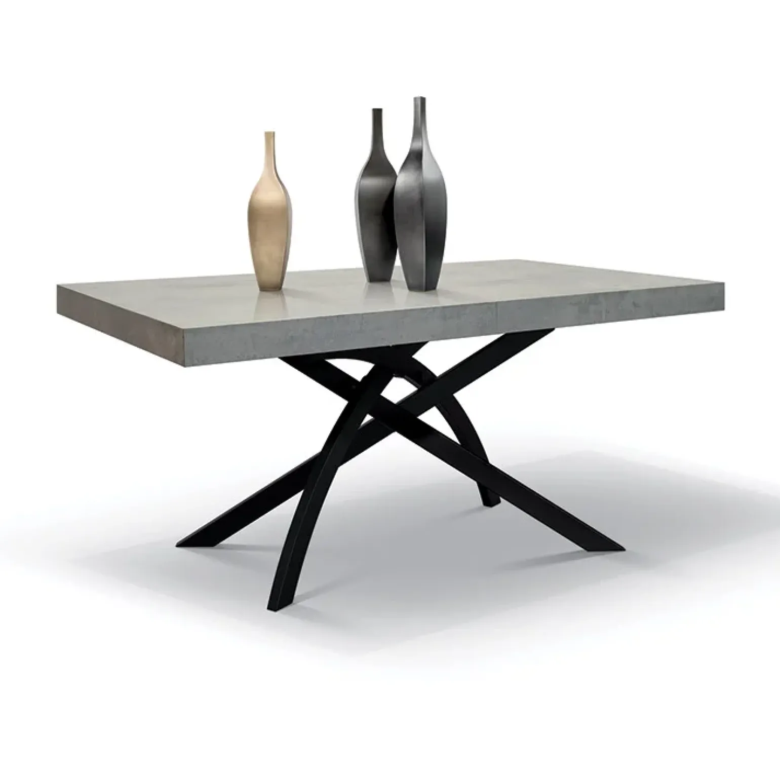 Tavolo 140/220 cm allungabile grigio cemento metallo Otab