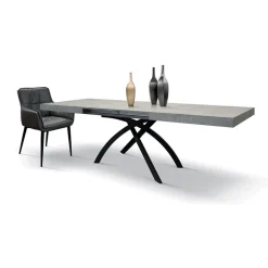 Tavolo 140/220 cm allungabile grigio cemento metallo Otab