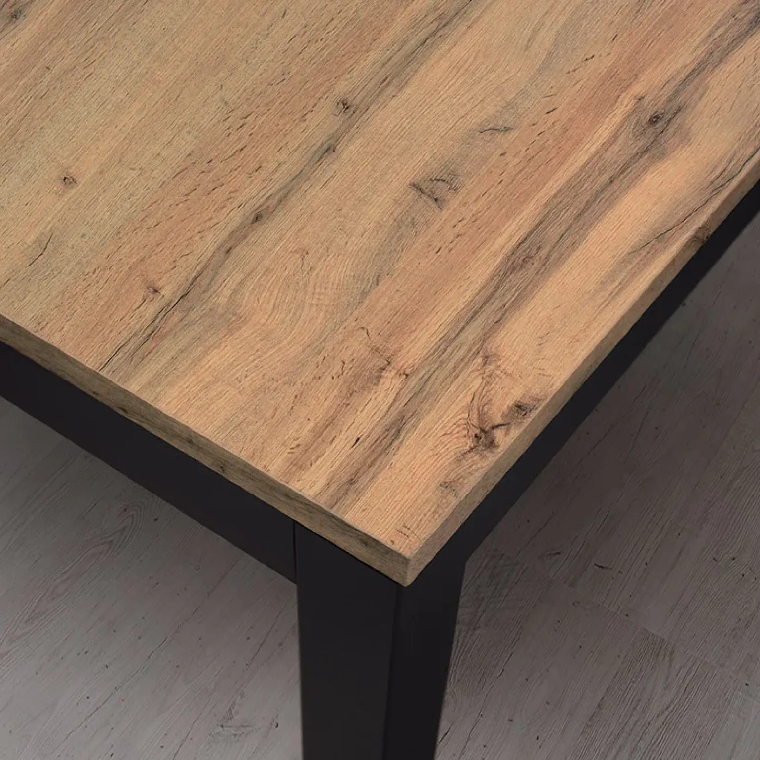 Tavolo 90/180 cm allungabile rovere rustico metallo ossido Alanda
