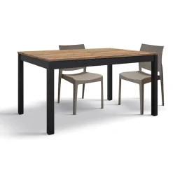 Tavolo 110/160 cm allungabile rovere rustico metallo ossido Alanda