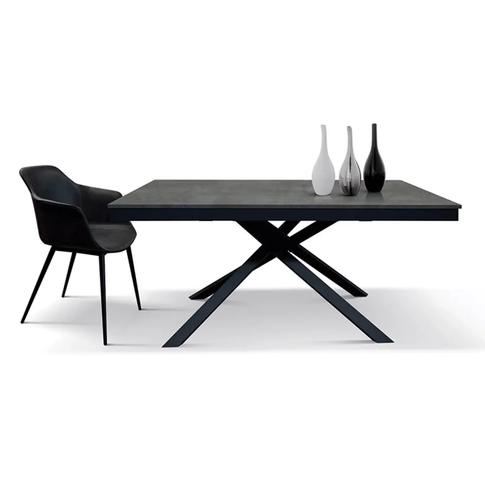 Tavolo allungabile 160/220 cm moderno acciaio ossido metallo Velvet