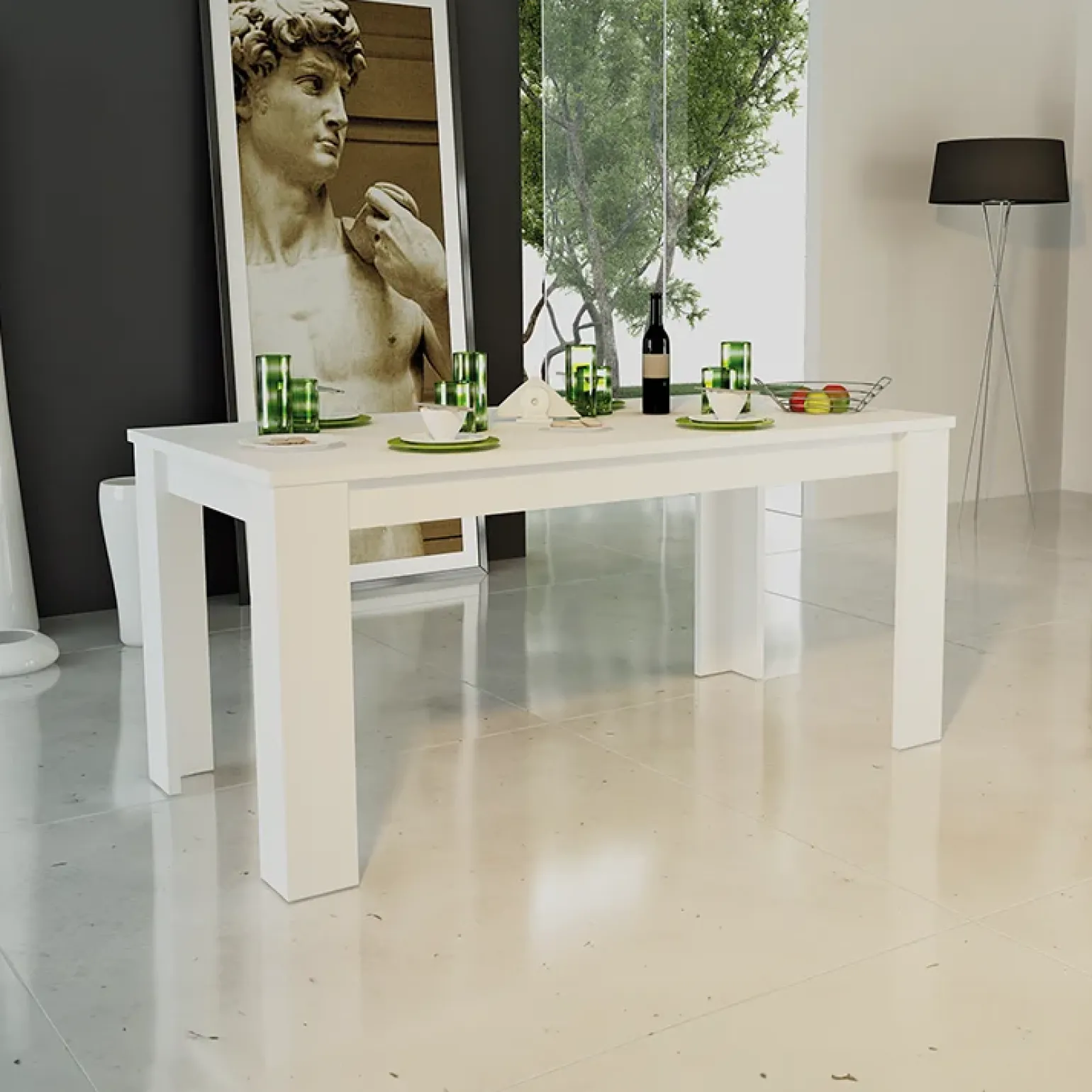 Tavolo allungabile 160-210cm bianco opaco Zenzero