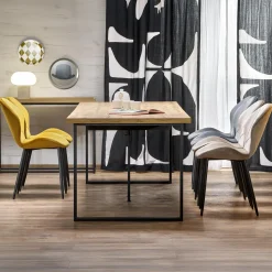 Tavolo allungabile 160/310cm da pranzo industrial rovere wotan nero Think