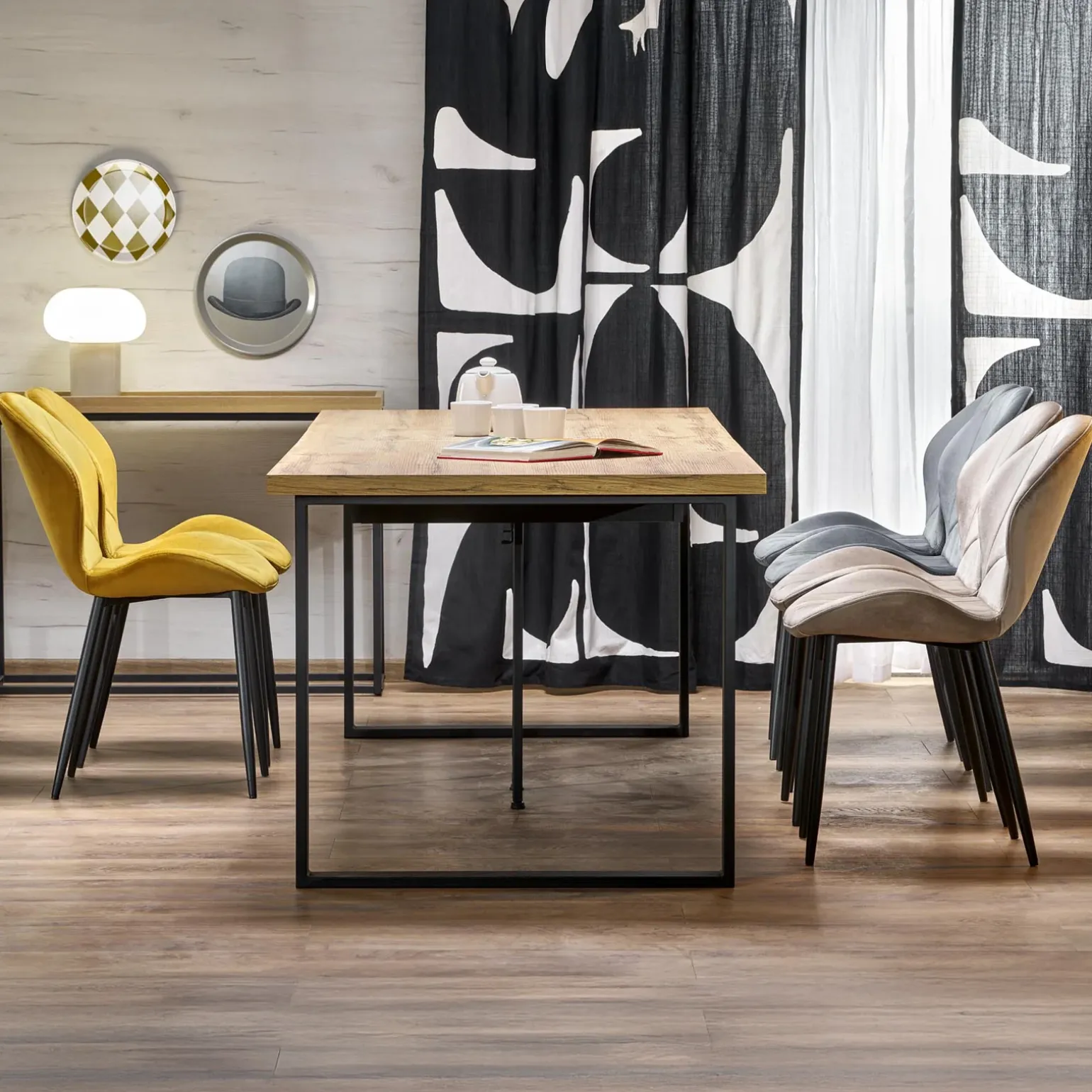 Tavolo allungabile 160/310cm da pranzo industrial rovere wotan nero Think